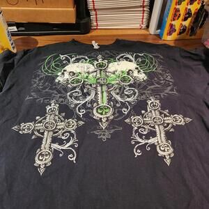 Vintage Skulls Shirt Mens Sz  XXXL Black Affliction y2k 90s Grunge Triple H like